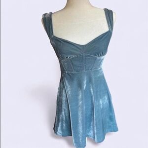 Urban Outfitters Light Blue Velvet Mini Dress